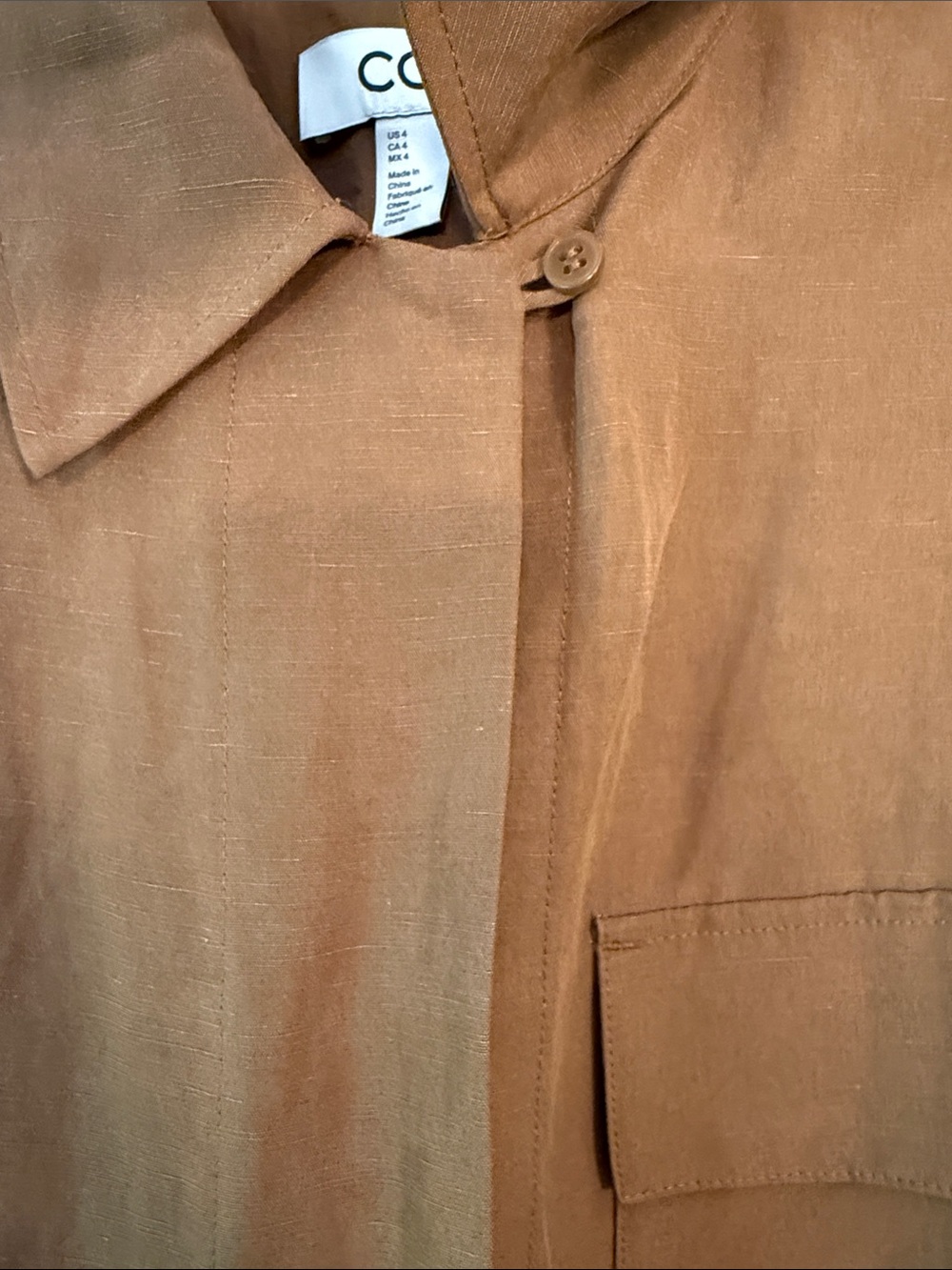 COS Carmel Brown Sleeveless Belted Shirt linen Dress - Picture 6 of 6